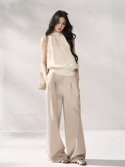 High-Waisted Relaxed Wide-Leg Trousers