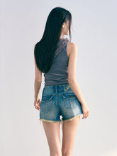 Washed Rough Denim Shorts - CHINASQUAD