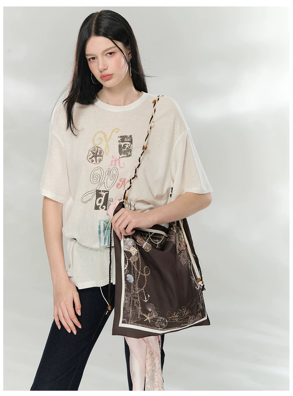 Oversized Printed Linen-Blend T-Shirt