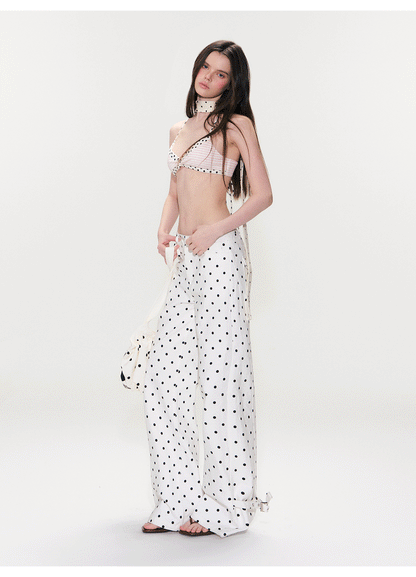 Color-Block Polka Dot Triangle Bralette Top