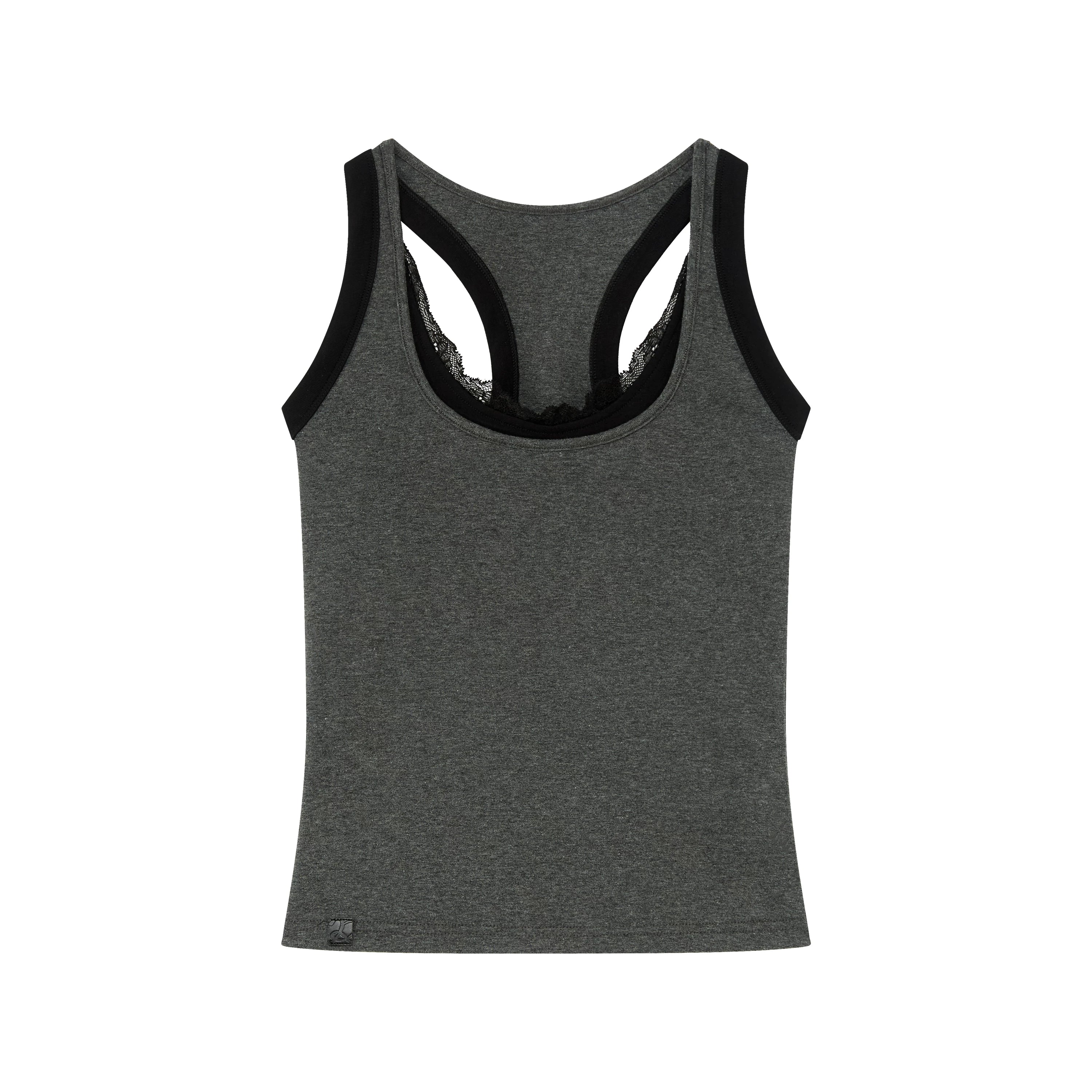 Layered Lace Trim Racerback Tank Top