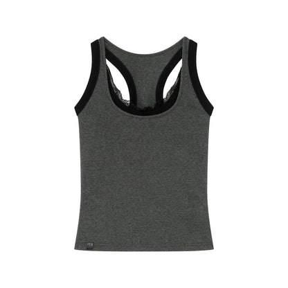 Layered Lace Trim Racerback Tank Top