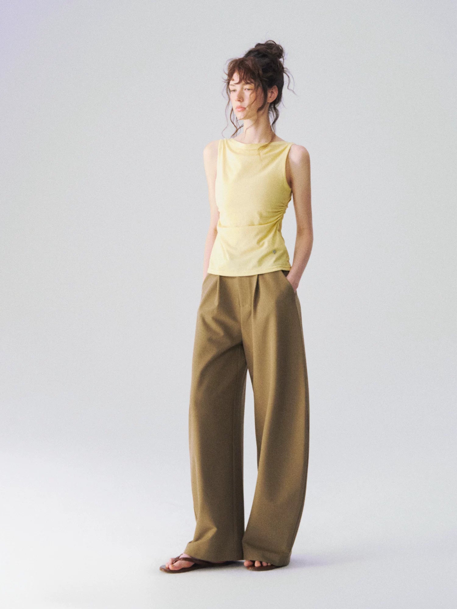 Layered Cape-Effect Slim-Fit Top