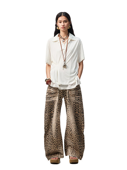 Oversized Fake Two-piece Polo Shirt