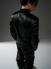 Black Slim Fit Leather Jacket - CHINASQUAD