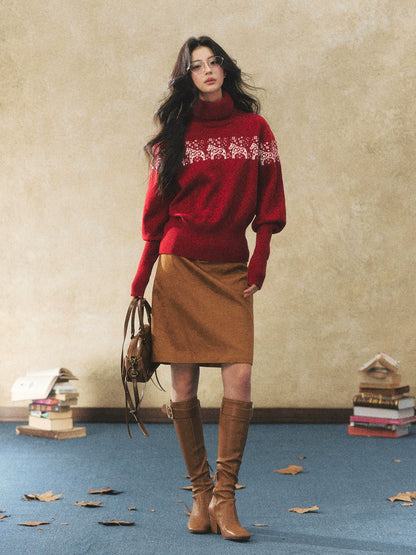 Vintage Faux Suede Midi Skirt