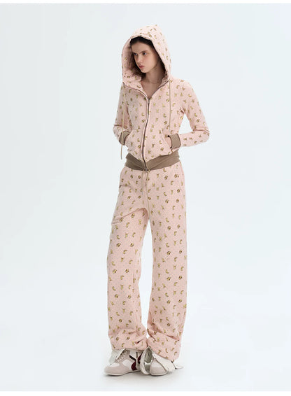 Printed Cotton Sweatshirt &amp; Jogger Set