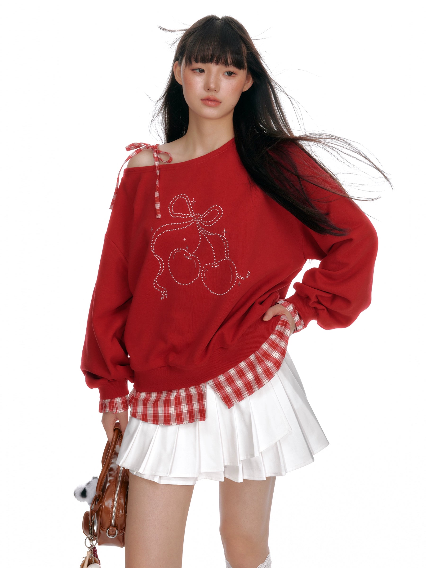 Faux Layered Off-Shoulder Sweatshirt