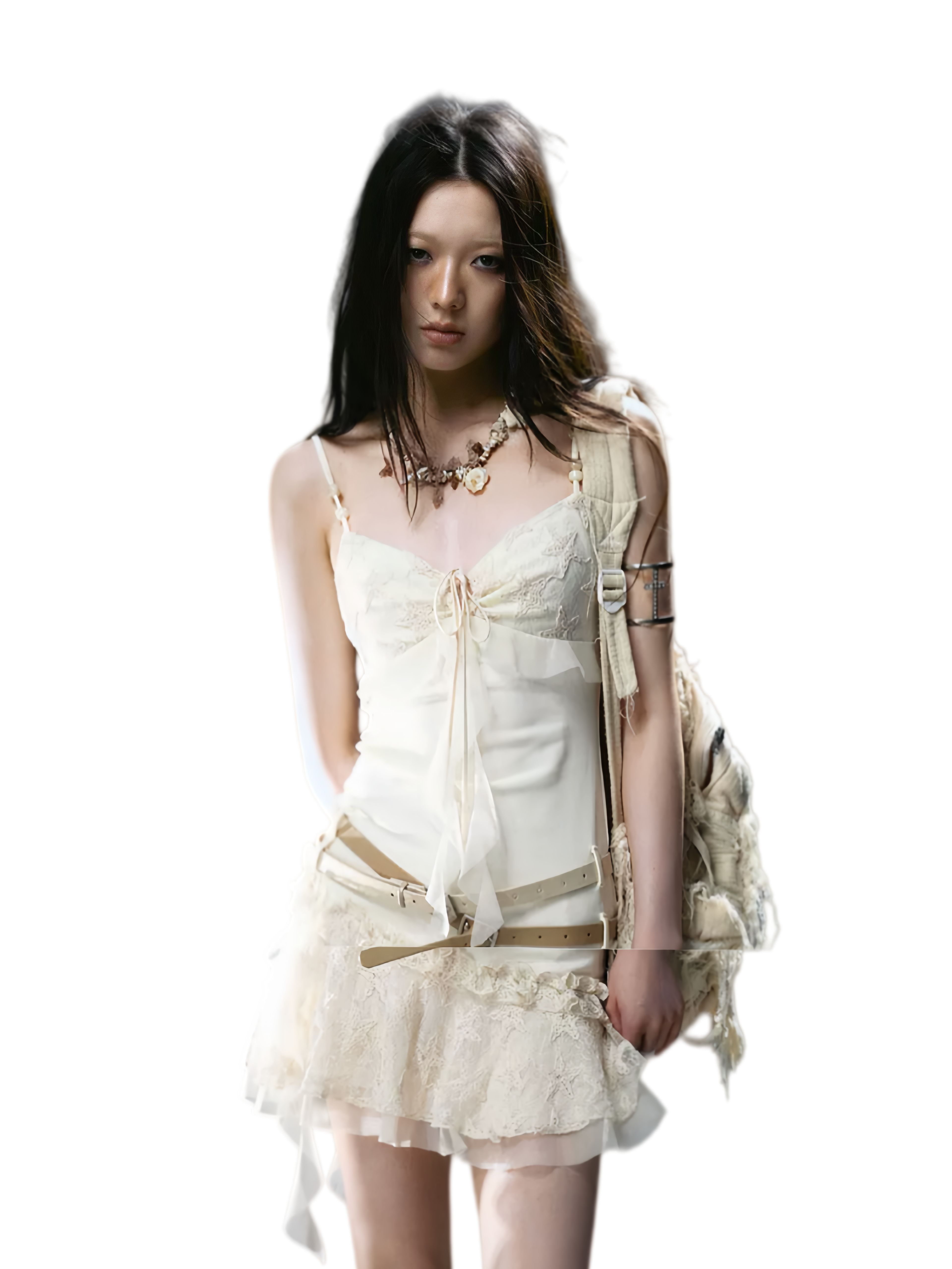 Ruched Mesh Strap Dress