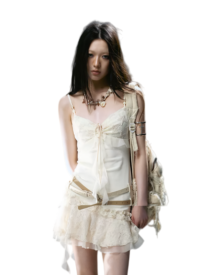 Ruched Mesh Strap Dress