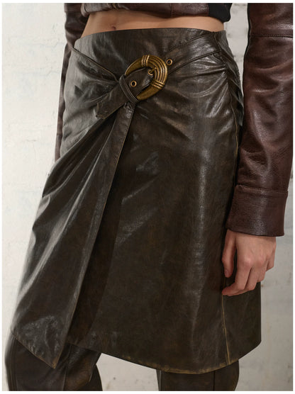 Detachable Two-Way Leather Skirt–Pants