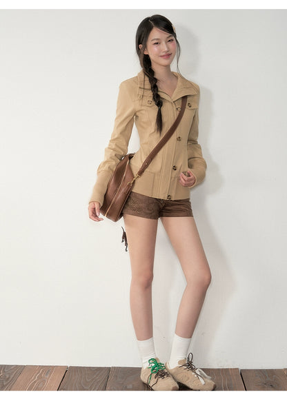 Slim Zip Button Jacket