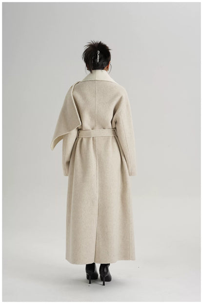 Two-Tone Double-Faced Wool Long Coat