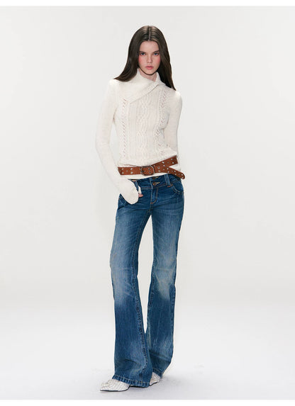 Shimmering Collared Slim-Fit Knit Sweater