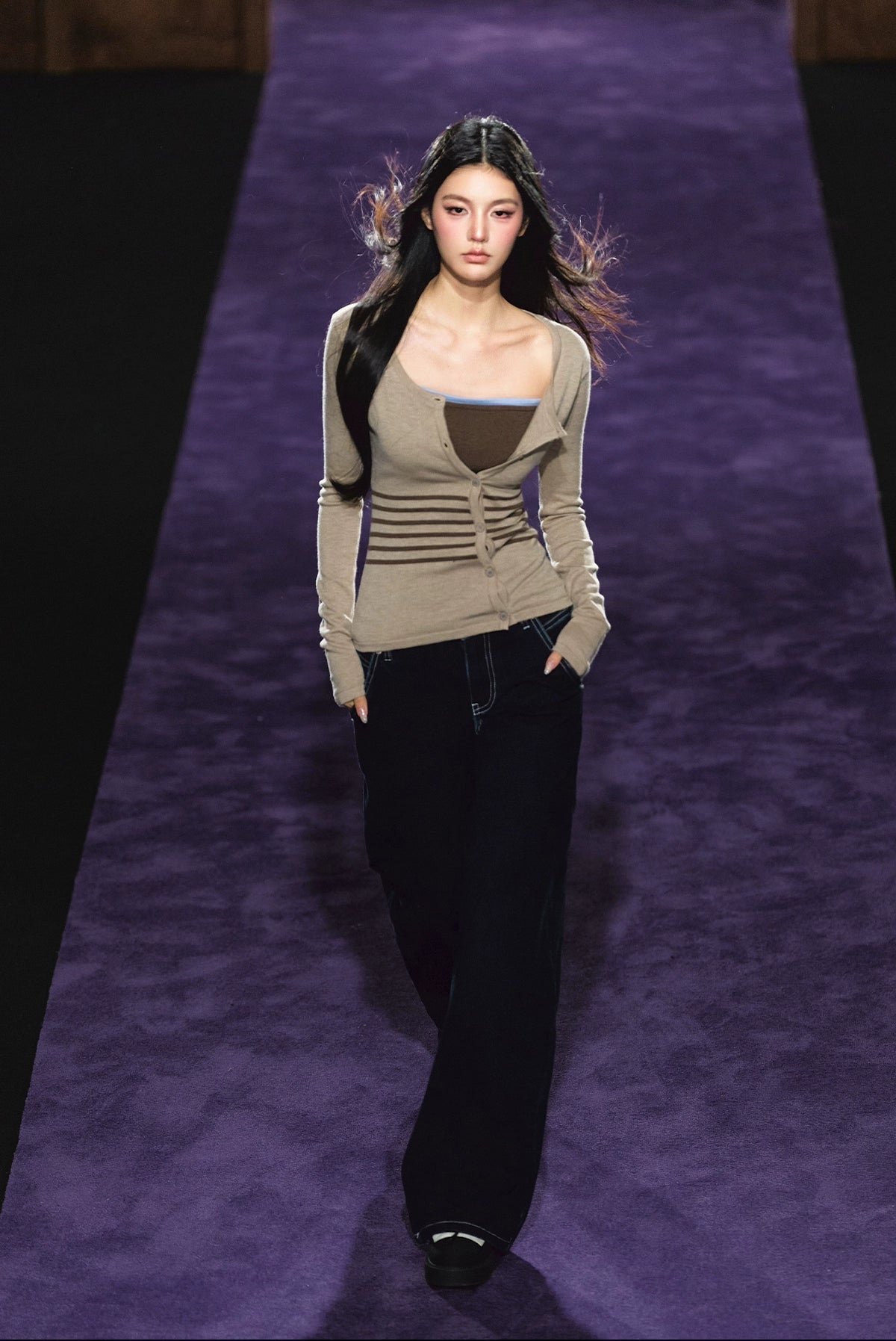 High-Waist Heart Pocket Straight-Leg Jeans