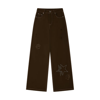 Vintage Washed Straight-Leg Denim Jeans