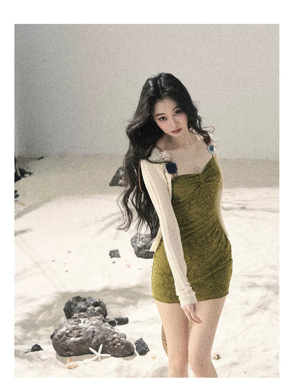 French Vine Jacquard Bodycon Mini Dress