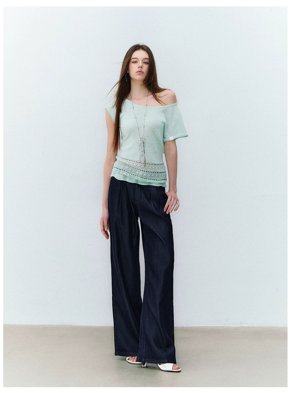 Asymmetric One-Shoulder Linen Knit Top