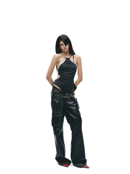 Y2K Convertible Halter Layered Two-Piece Top