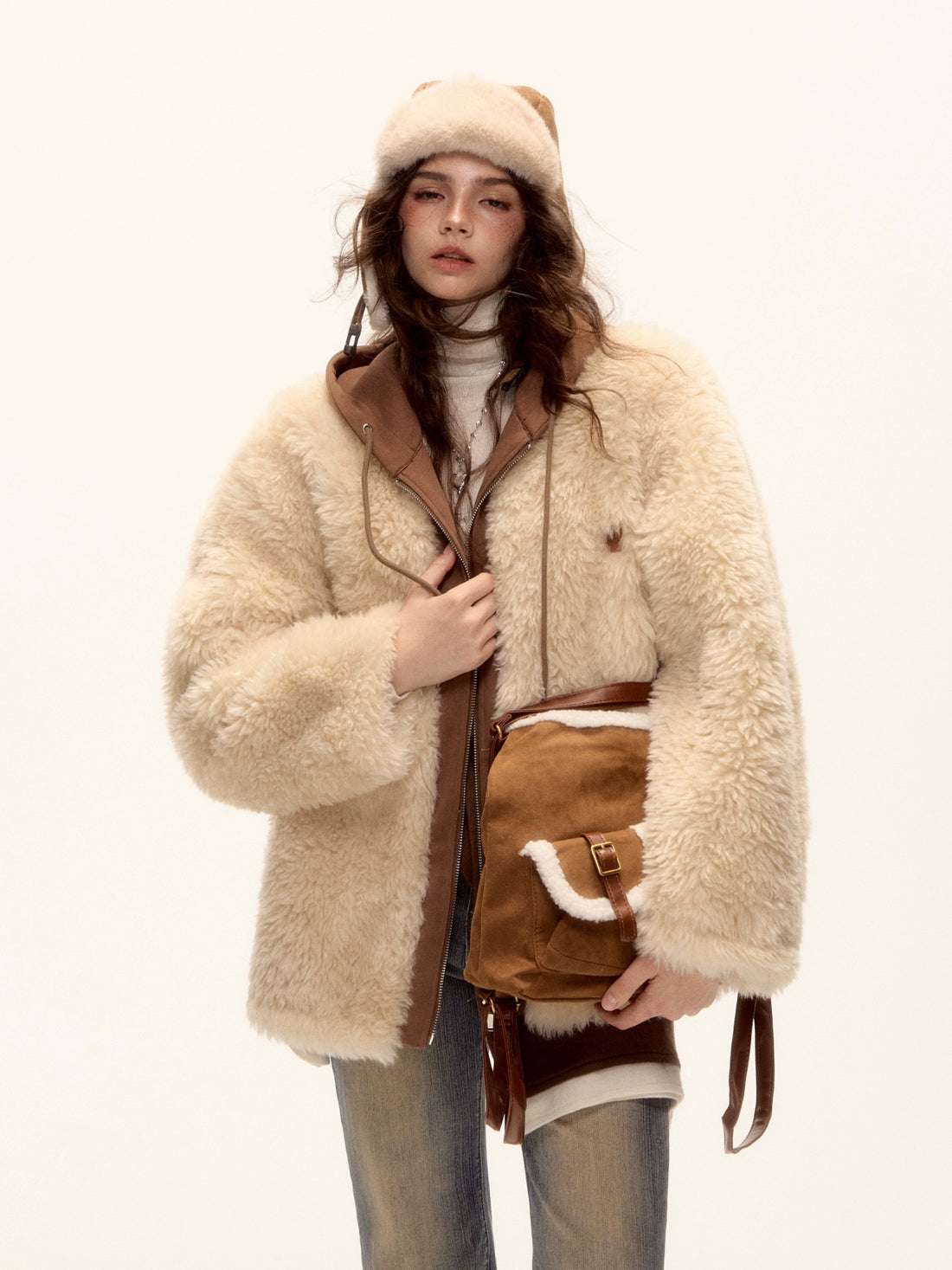 Faux Shearling Patchwork Oversized Jacket
