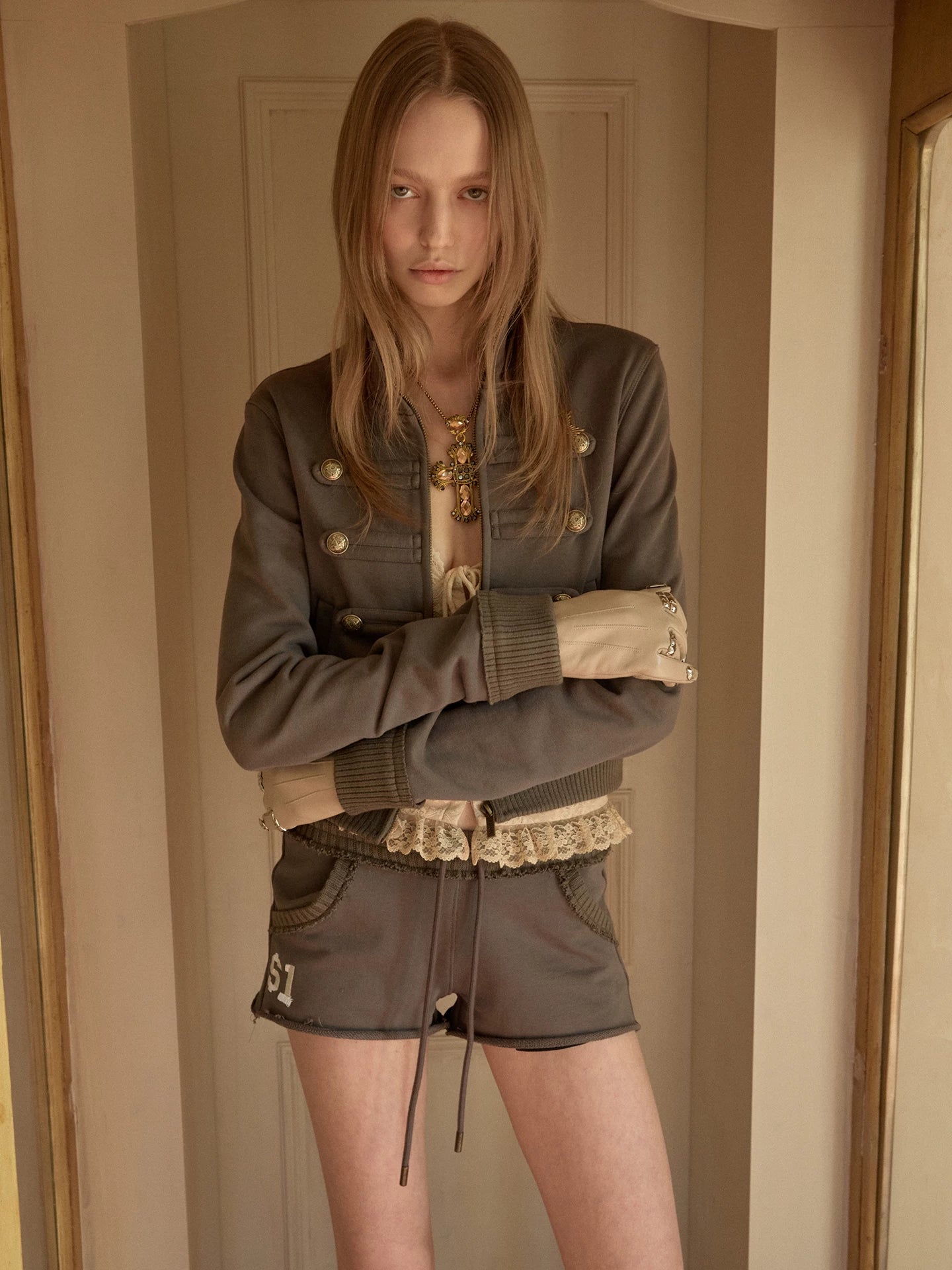 Double-Breasted Stand Collar Jacket