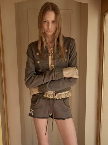 Double-Breasted Stand Collar Jacket
