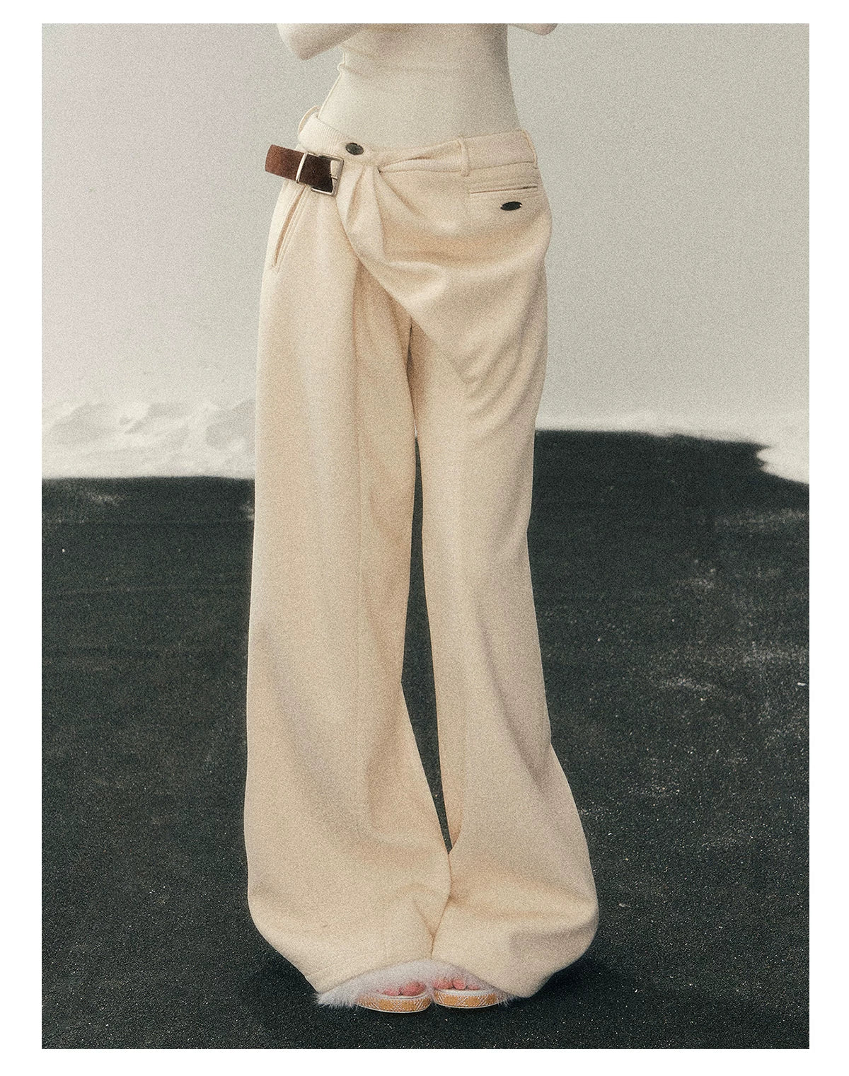 Korean Fleece-Lined Wide-Leg Pants