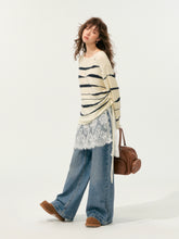 Color-Block Irregular Striped Soft Crewneck - CHINASQUAD