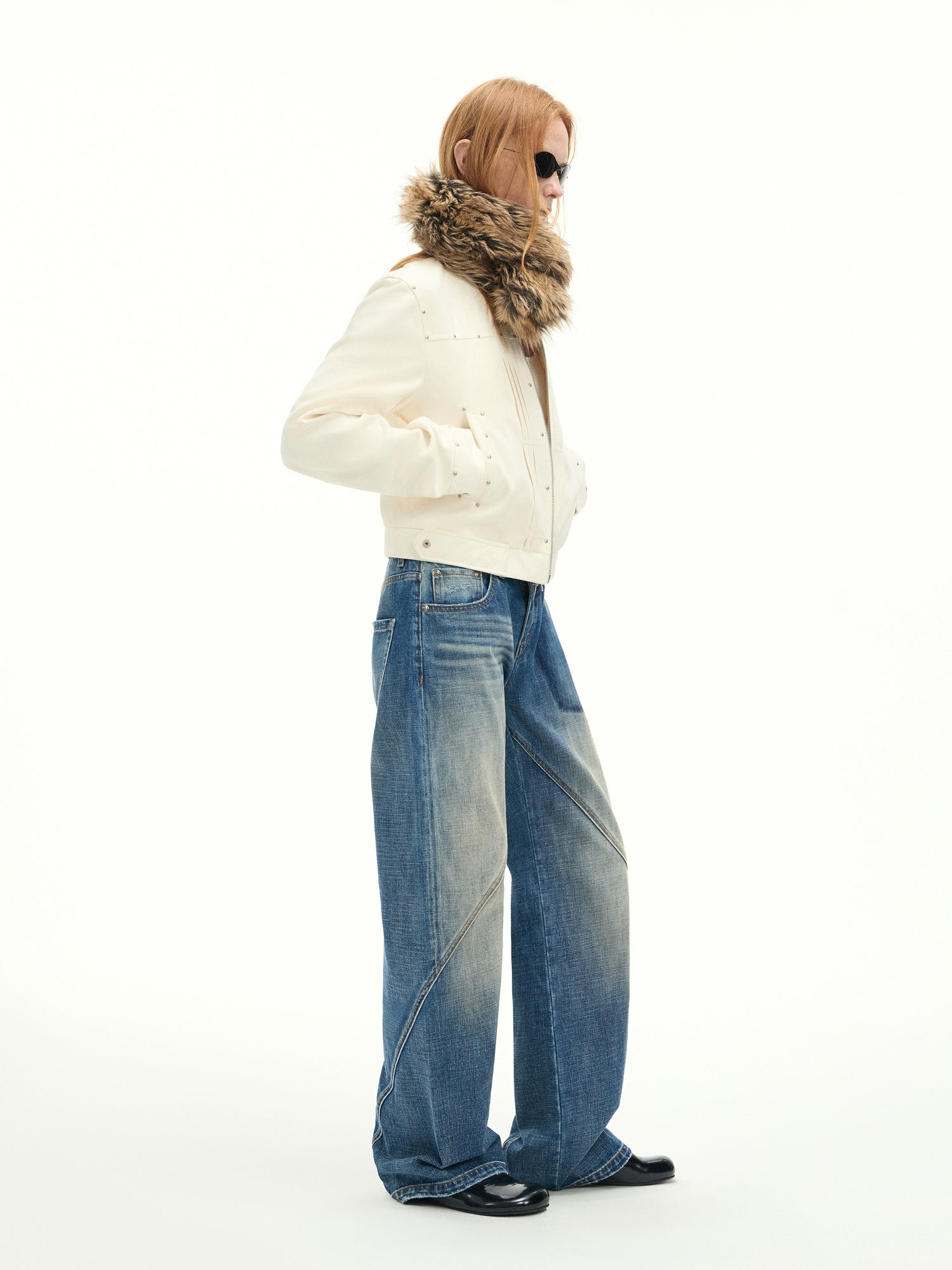 Vintage Washed Wide-Leg Denim Pants