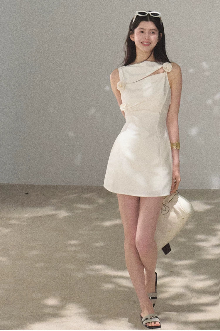 Lyocell Wool Off-Shoulder Sculpted Waist Dress