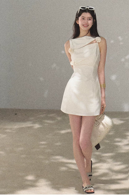 Lyocell Wool Off-Shoulder Sculpted Waist Dress