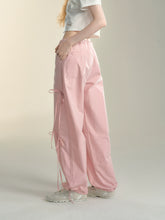 Pink & Grey Bow Tie Drawstring Cargo Pants - CHINASQUAD