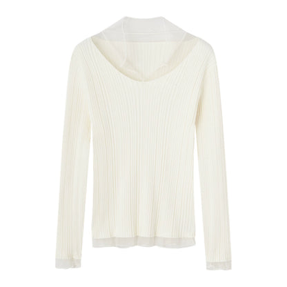 Mesh-Panel High-Stretch Base Crewneck