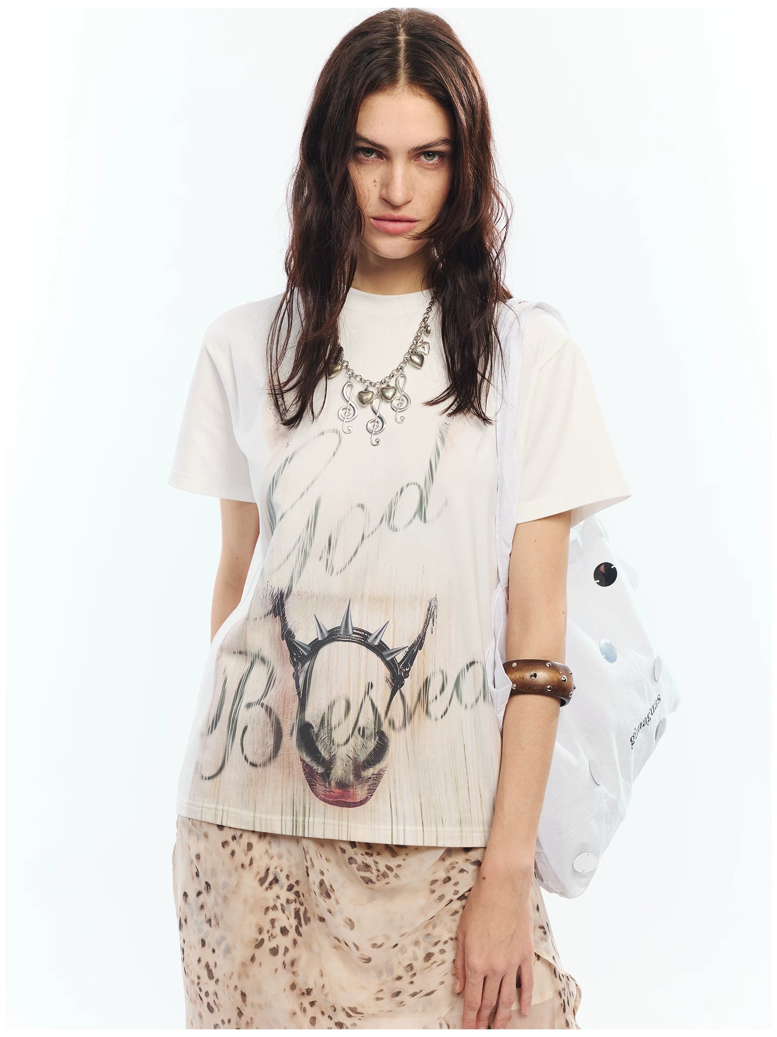 Vintage Washed Gradient Punk Graphic Crew Neck T-Shirt