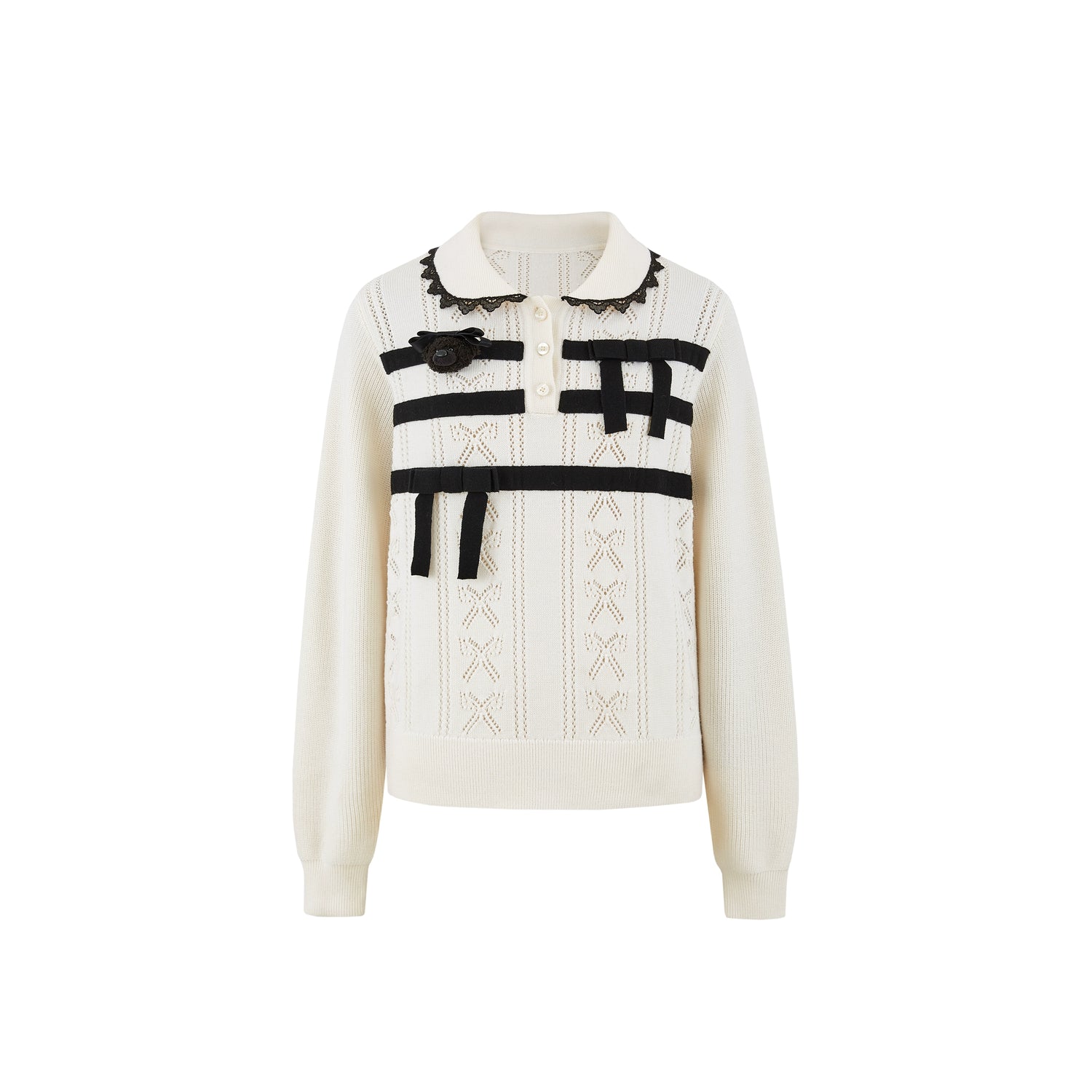 Polo-Collar Knit Pullover