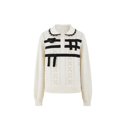 Polo-Collar Knit Pullover