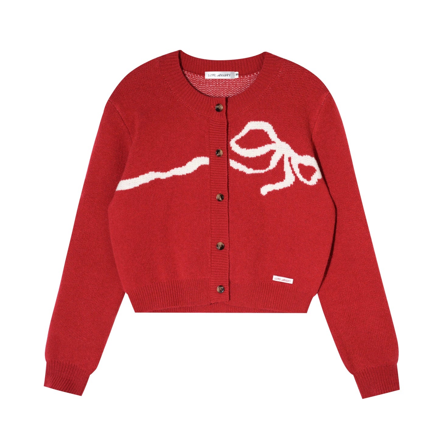 Crewneck Button-Front Cropped Knit Cardigan