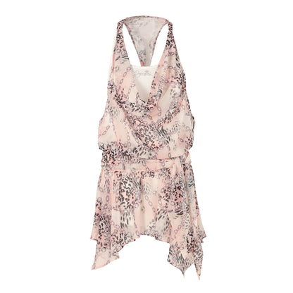 Halter-Layered Vacation Tie-Back Dress