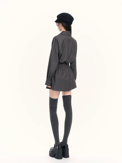 Trench-Inspired Pleated Waist Dress