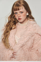 Furry Long Collar Faux Fur Coat - CHINASQUAD