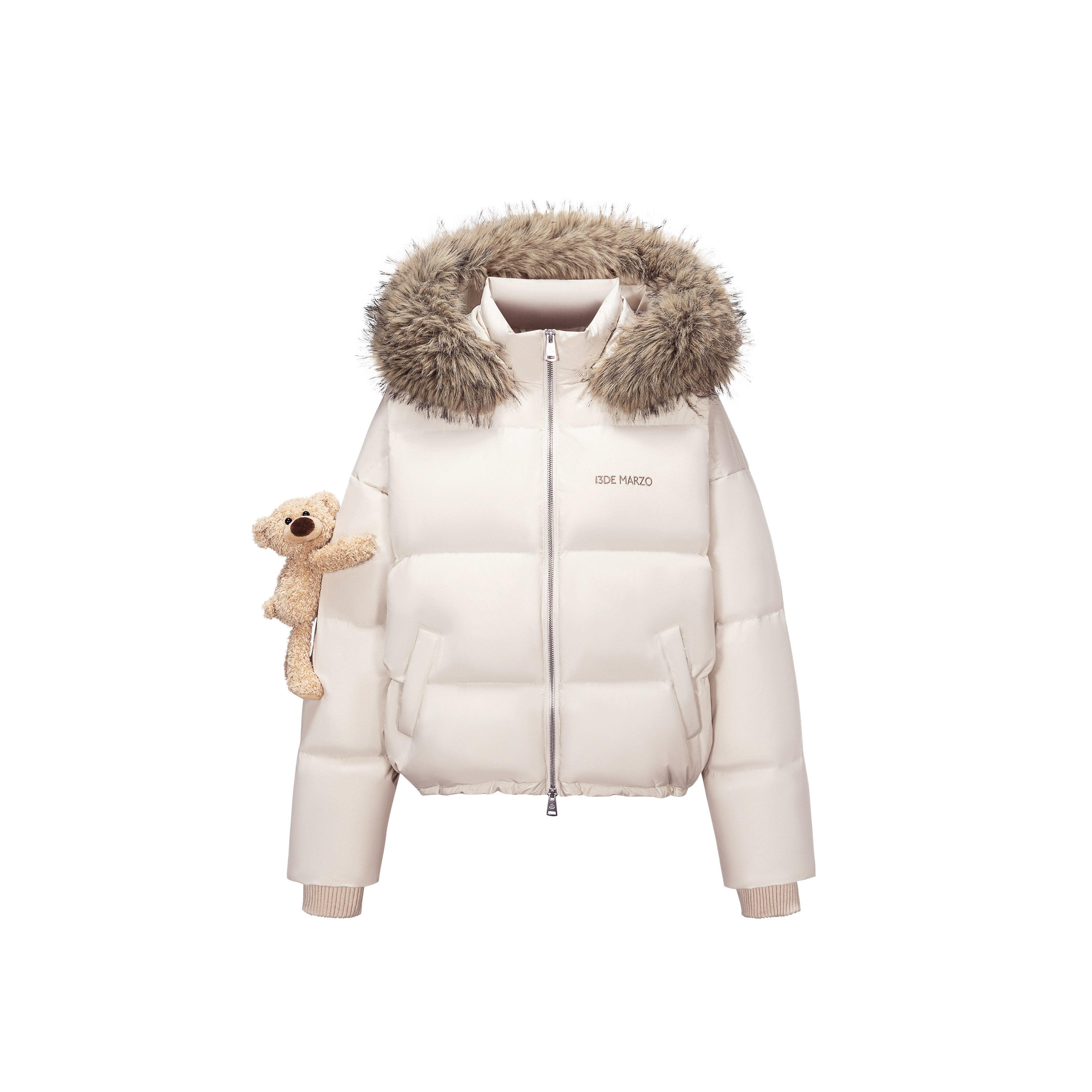 Detachable Fur Collar Hooded Down Jacket