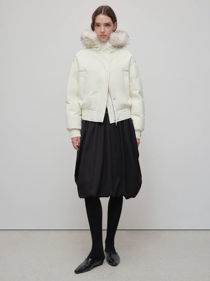 Faux Raccoon Fur Trim 90% White Duck Down Parka