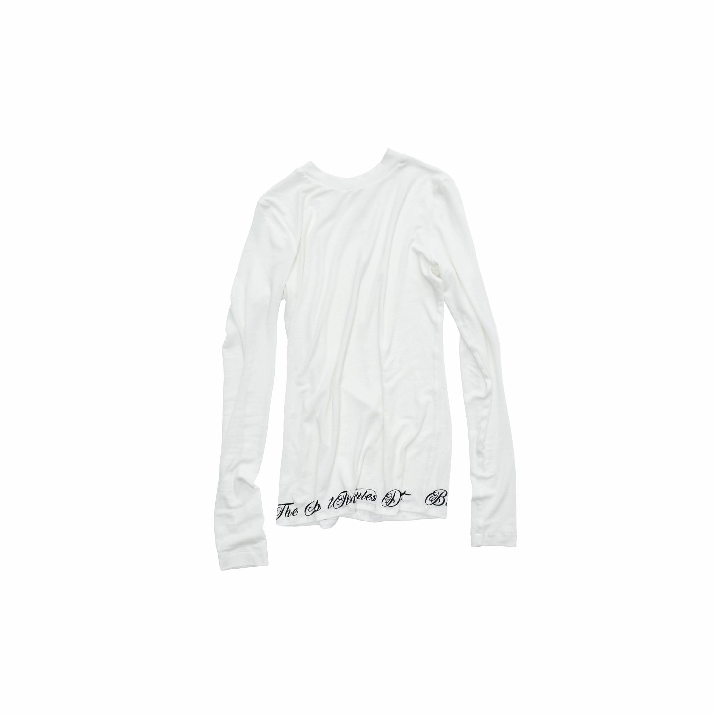 Basic Round-Neck Letter Print Semi-Sheer T-Shirt