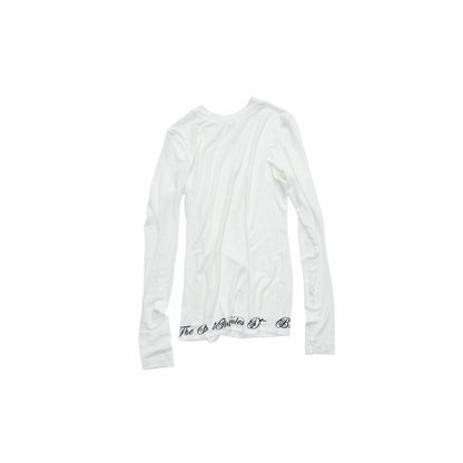 Basic Round-Neck Letter Print Semi-Sheer T-Shirt