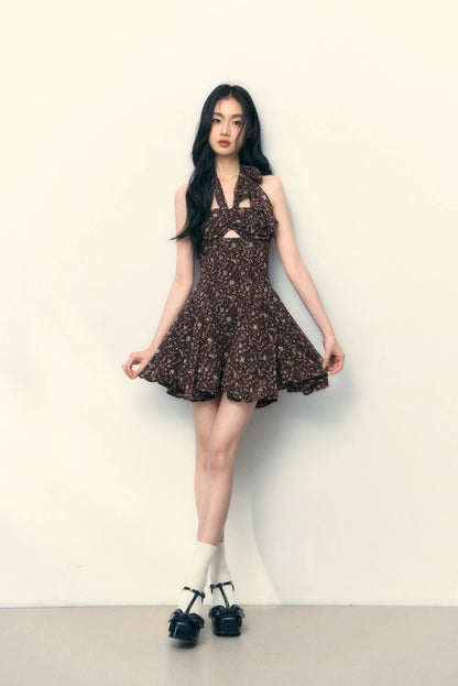 Dark Brown Floral Dress