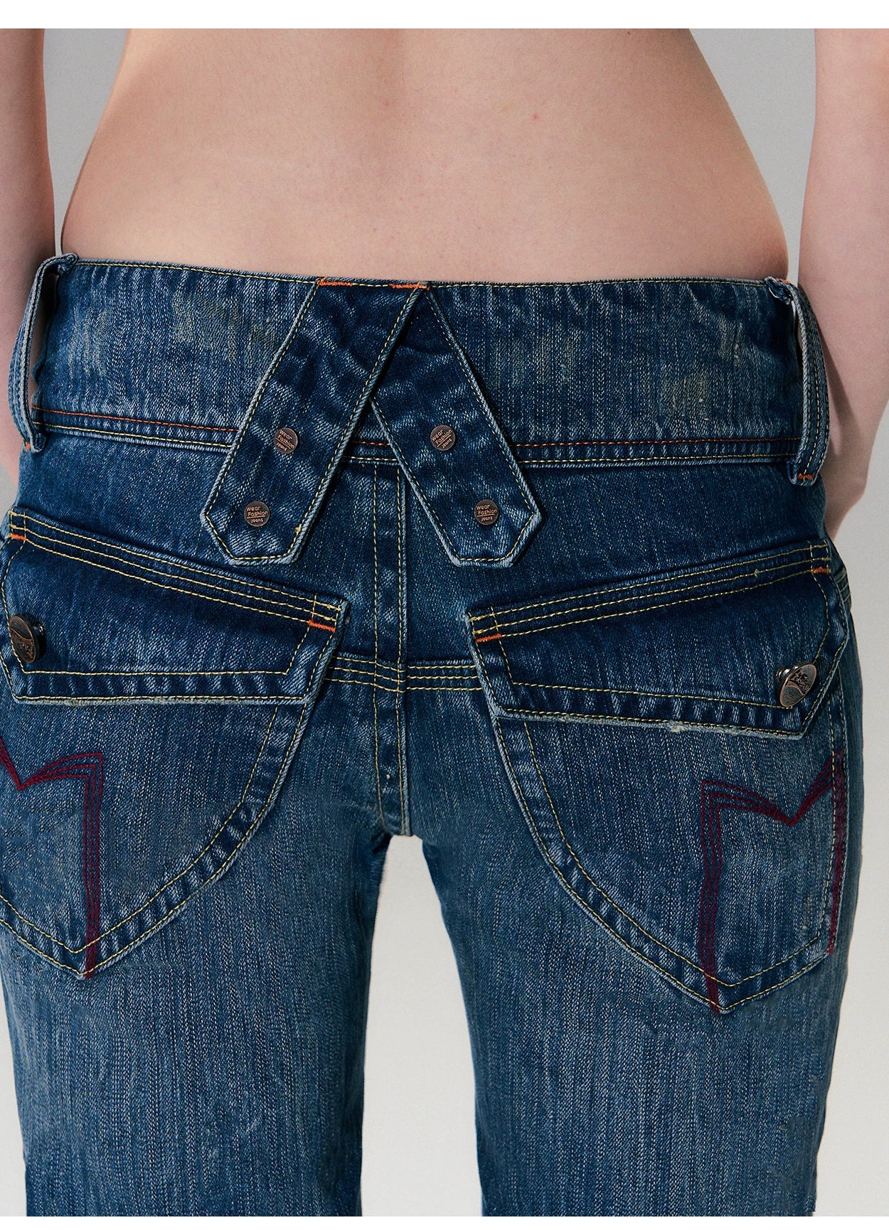 Hand-Dyed Low-Rise Slim Flared Jeans