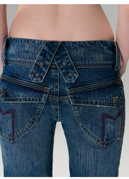 Hand-Dyed Low-Rise Slim Flared Jeans