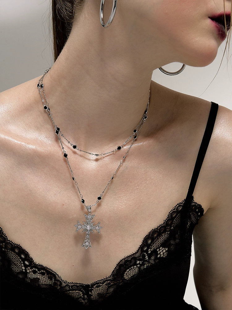Retro Baroque Double Cross Necklace - CHINASQUAD