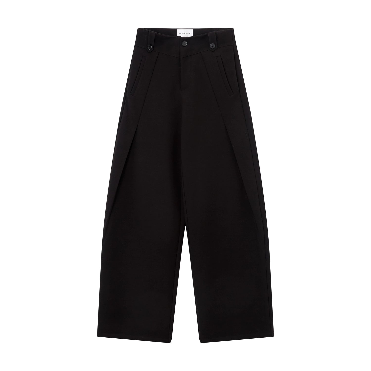 Wool-Blend Sculpted Curved-Leg Tailored Trousers