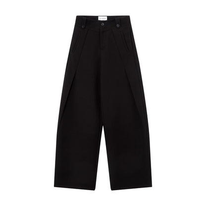 Wool-Blend Sculpted Curved-Leg Tailored Trousers